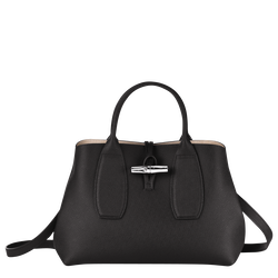 Le Roseau Bolso con asa superior M , Cuero - Negro