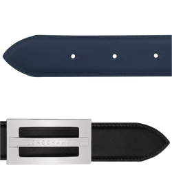 Herrengürtel Delta Box , Leder - Schwarz/Marine