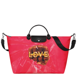 Sac de voyage S Longchamp x ToiletPaper , Toile - Rouge