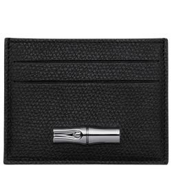 Le Roseau Card holder , Black - Leather