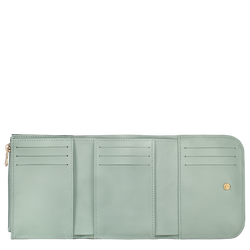 Brieftasche im Kompaktformat Box-Trot , Leder - Grau grün
