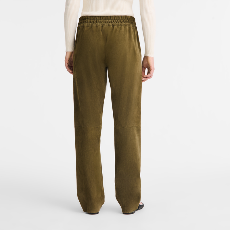 Leather straight pants , Khaki - Leather  - View 3 of  5
