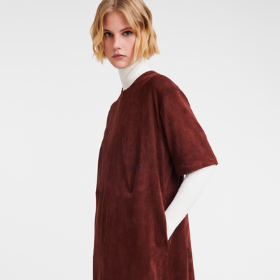 null Leather long dress, Burgundy