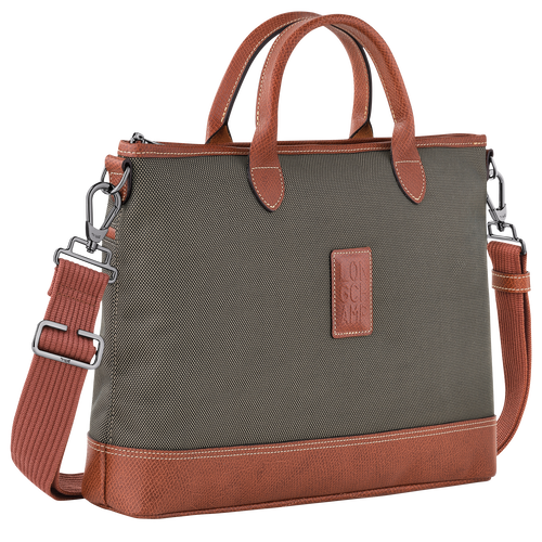 Boxford S Briefcase , Brown - Recycled canvas - View 2 of  4