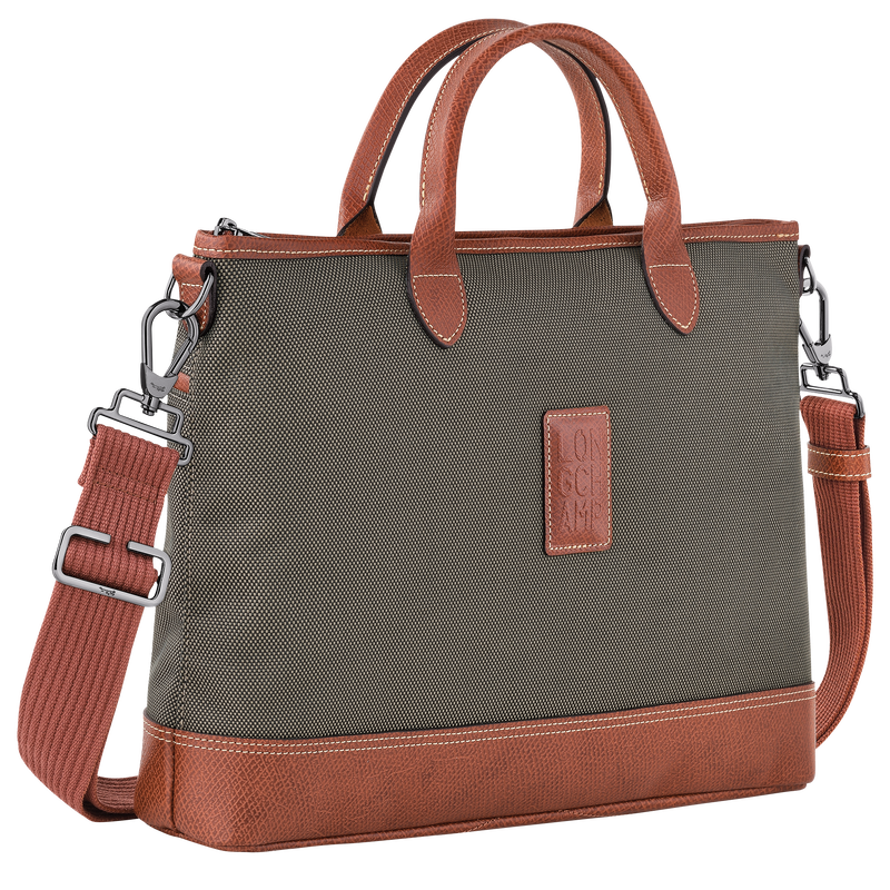 Boxford S Briefcase , Brown - Recycled canvas  - View 2 of  4
