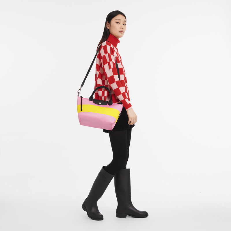 Le Pliage Collection S Handbag , Pink/Yellow - Canvas  - View 2 of  4