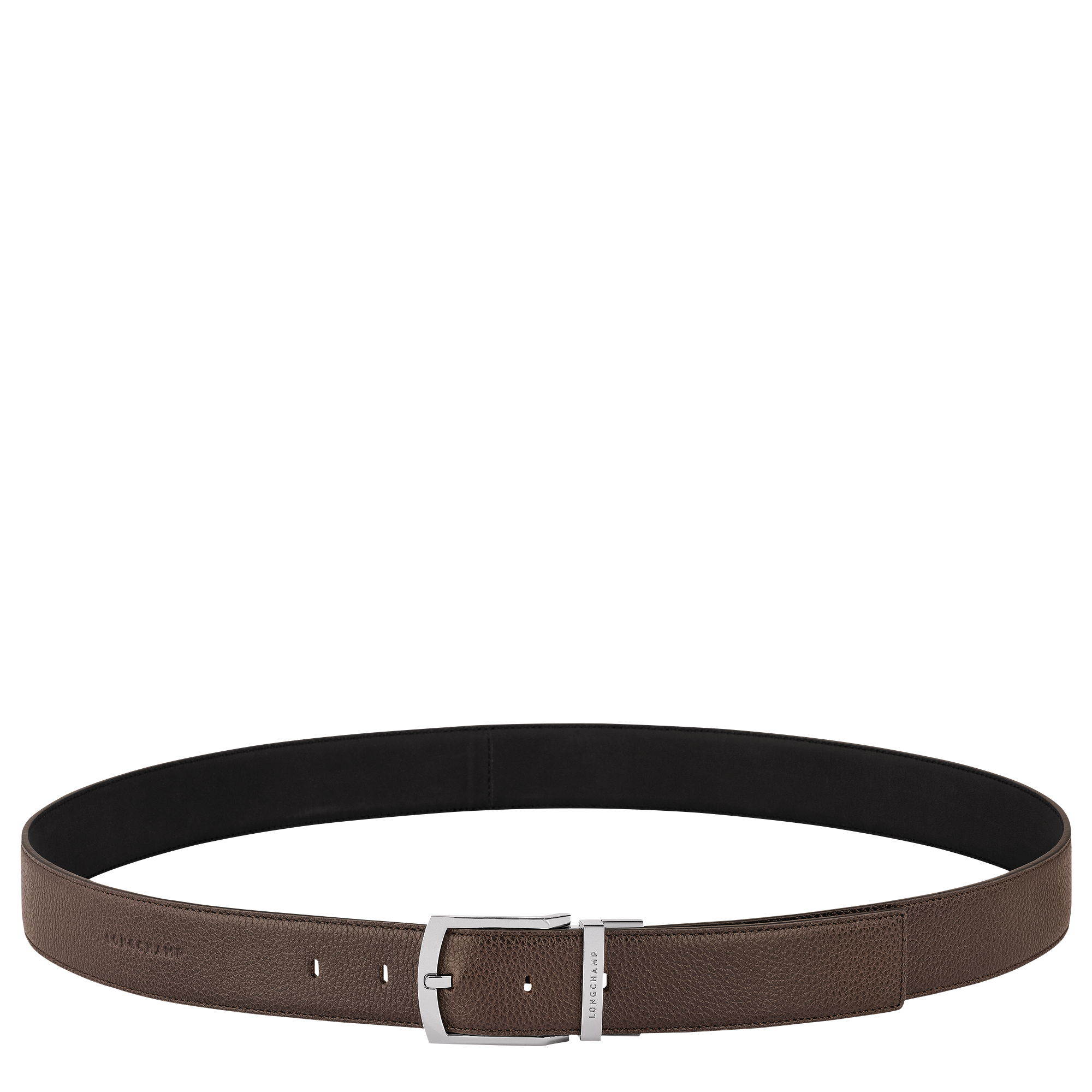 Le Foulonné Men's belt Mocha/Black Leather (42027H21294) Longchamp US