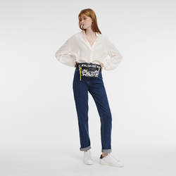 Sac banane M Le Pliage LGP , Toile - Noir/Blanc