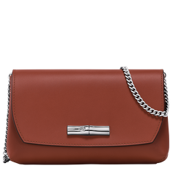 Roseau Clutch , Mahogany - Leather