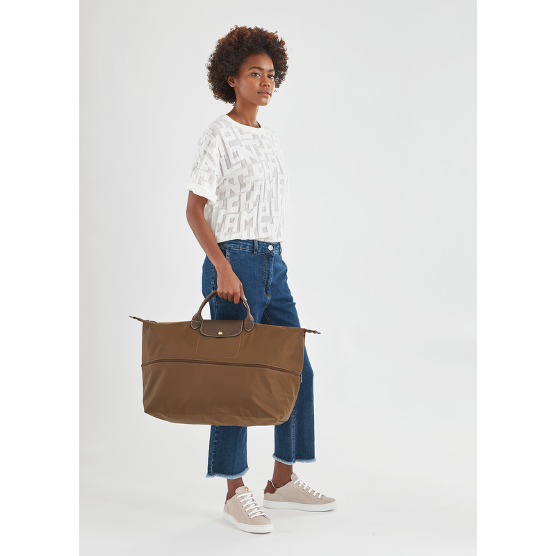 Le Pliage Original Travel bag expandable , Cognac - Recycled canvas  - View 6 of  6