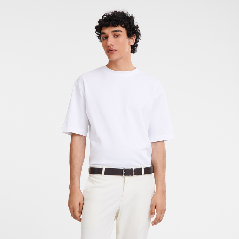 Le Foulonn&eacute; Men's belt , Mocha/Black - Leather  - View 2 of  4