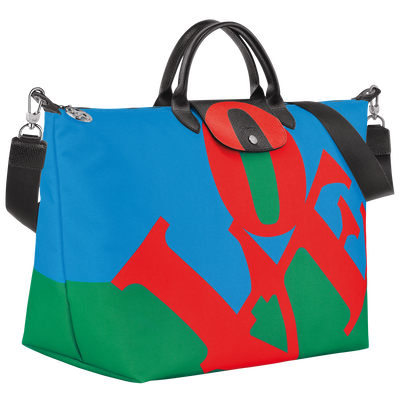 Longchamp x Robert Indiana Bolsa de viaje S, Rojo/Azul Oscuro