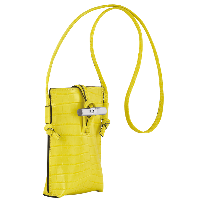 Roseau Croco Phone case with lace, Lemon