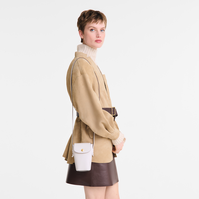 Épure Funda de teléfono con cordón de piel , Cuero - Blanco