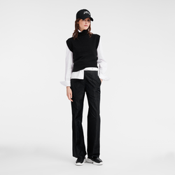Straight pants with patch , Black - Technical taffeta