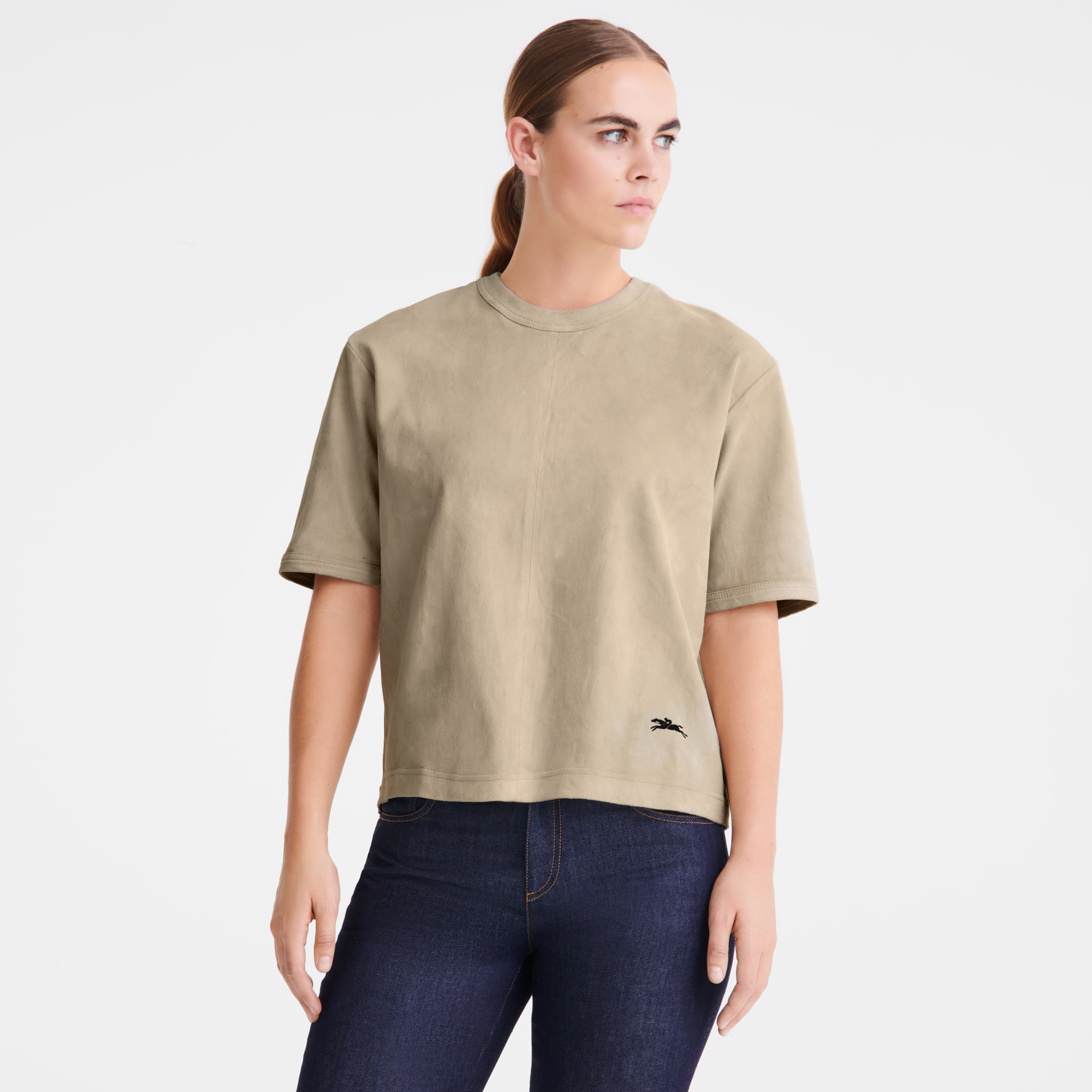 null Top corto in pelle,  Beige