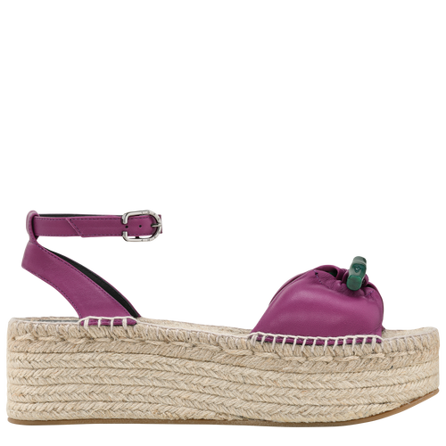 Espadrilles compensées Roseau , Cuir - Violette - Vue 1 de 3