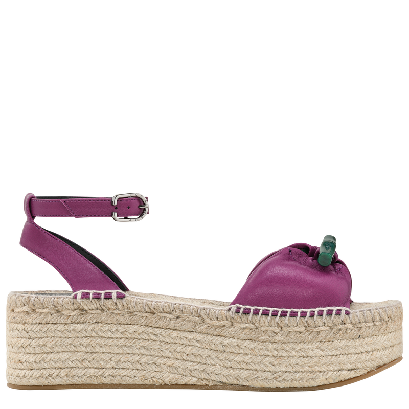 Le Roseau Wedge espadrilles , Violet - Leather  - View 1 of  3