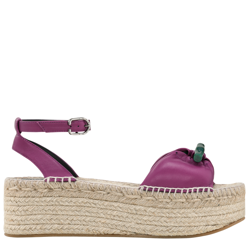 Le Roseau Wedge espadrilles , Violet - Leather  - View 1 of 3