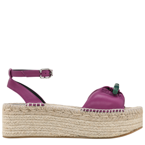 Roseau 楔形草編鞋 , 紫色 - 皮革 - 查看 1 3