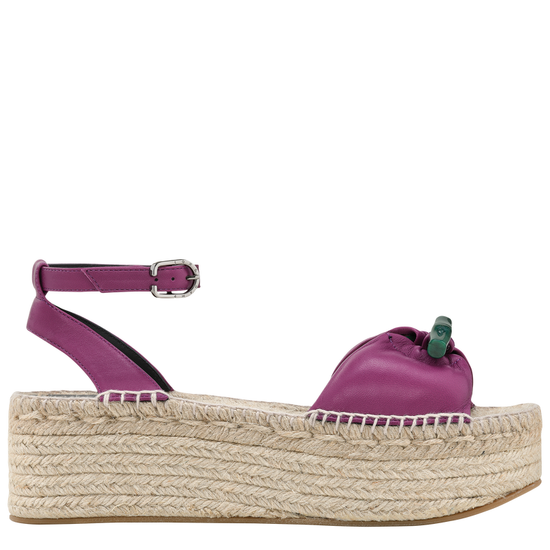 Roseau 楔形草編鞋 , 紫色 - 皮革  - 查看 1 3