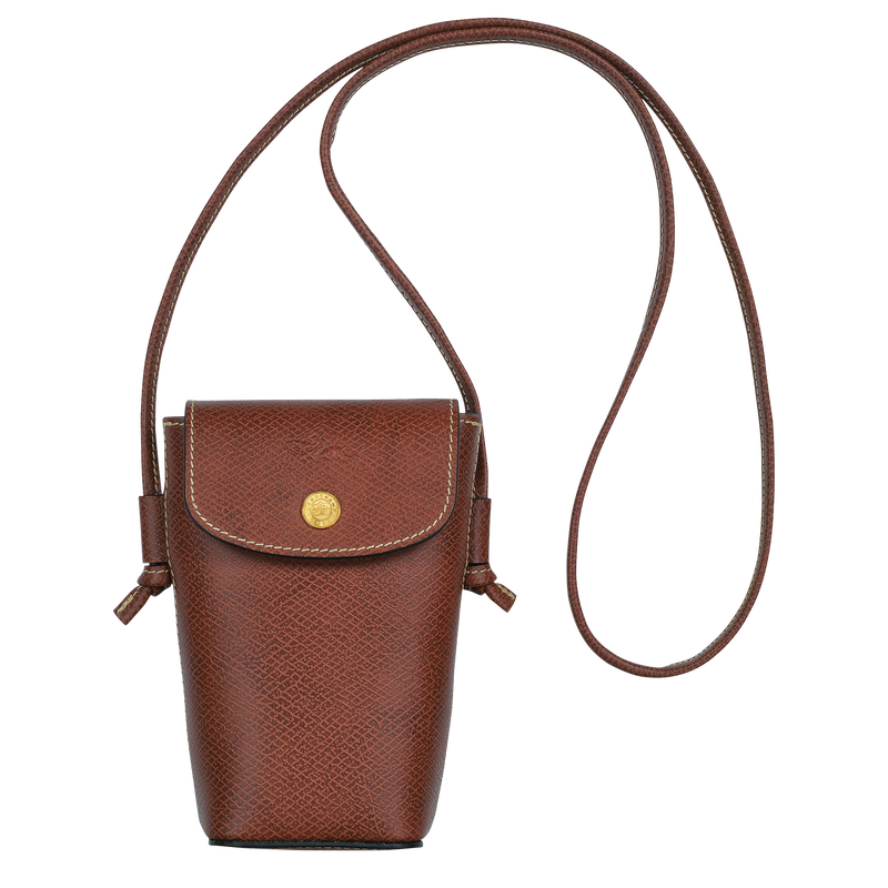 Etui t&eacute;l&eacute;phone avec cordon &Eacute;pure , Cuir - Brun  - Vue 1 de 4