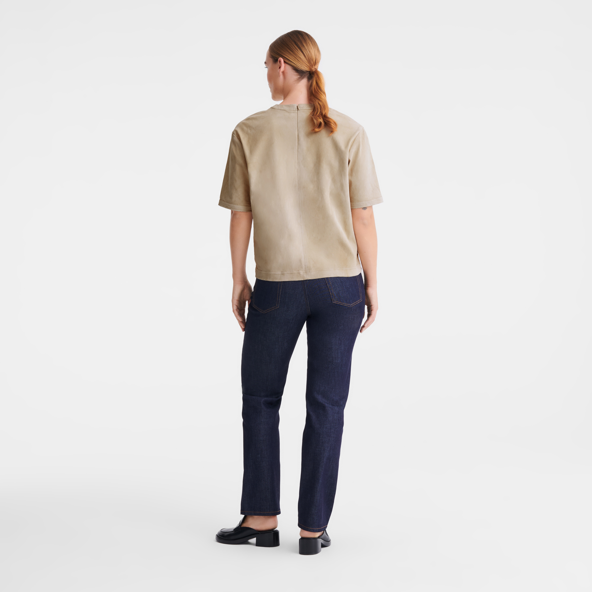 null Top corto in pelle,  Beige