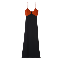 Long dress , Paprika/Black - Crepe de Chine