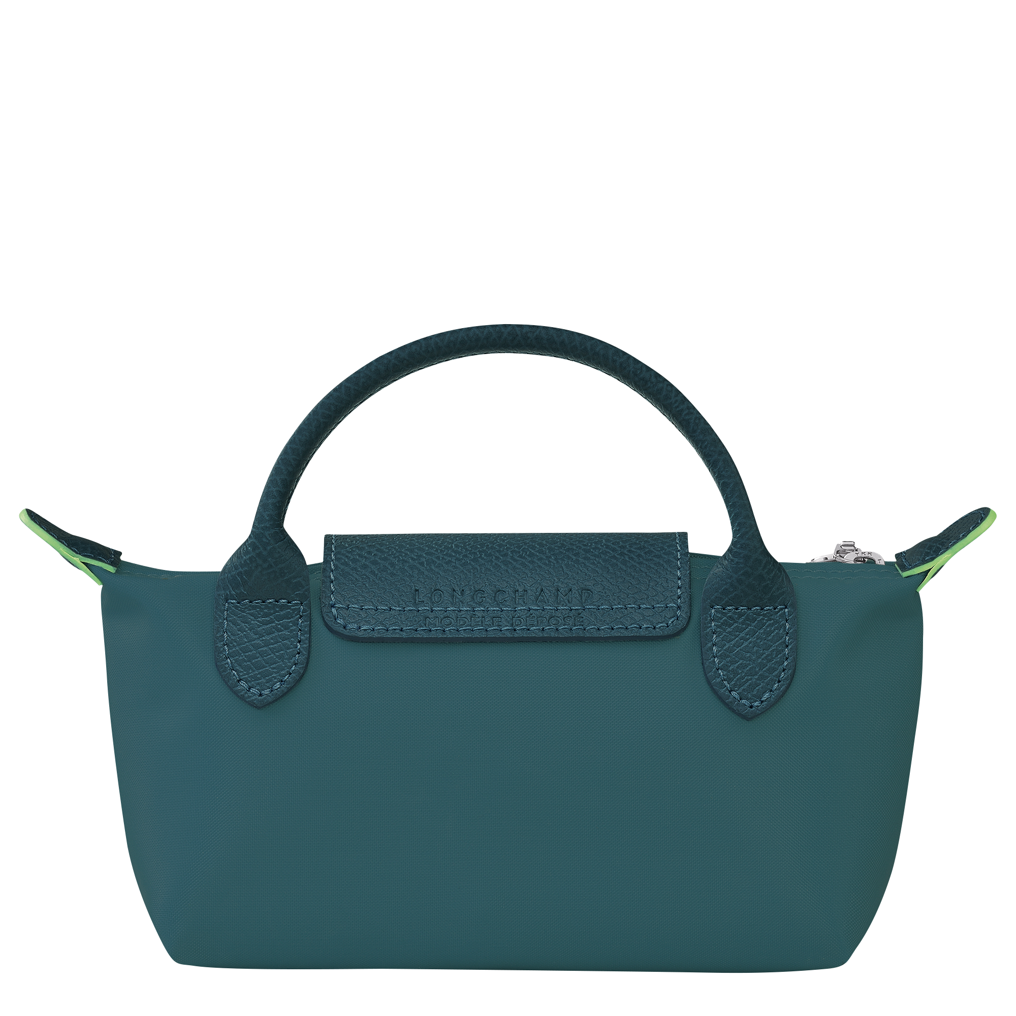 Le Pliage Green Pouch with handle, Peacock