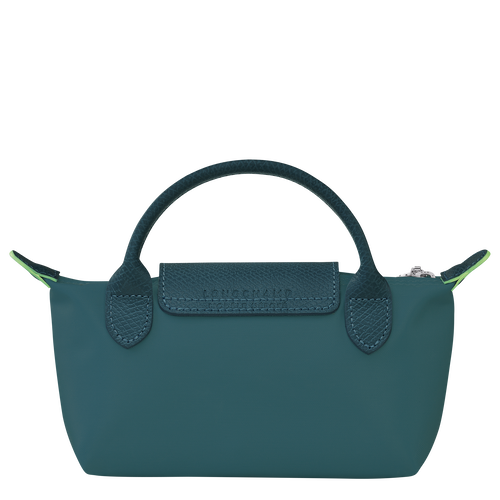 Le Pliage Green Pouch with handle , Peacock - Recycled canvas - View 3 of  4