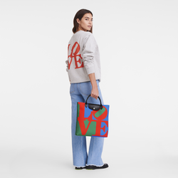 Sac à main L Longchamp x Robert Indiana , Toile - Rouge