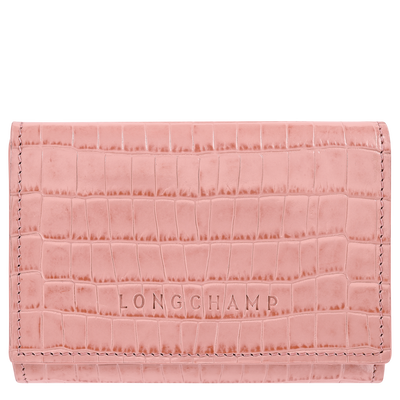 Longchamp Pocket Compact wallet , Pink Tea - Leather