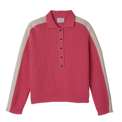 Polo collar jumper , Pink - Knit