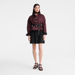 Jacket , Eggplant - Printed gabardine