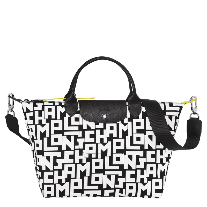 Le Pliage LGP L Handbag , Black/White - Canvas  - View 1 of 4