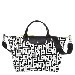 Le Pliage LGP L Handbag , Black/White - Canvas