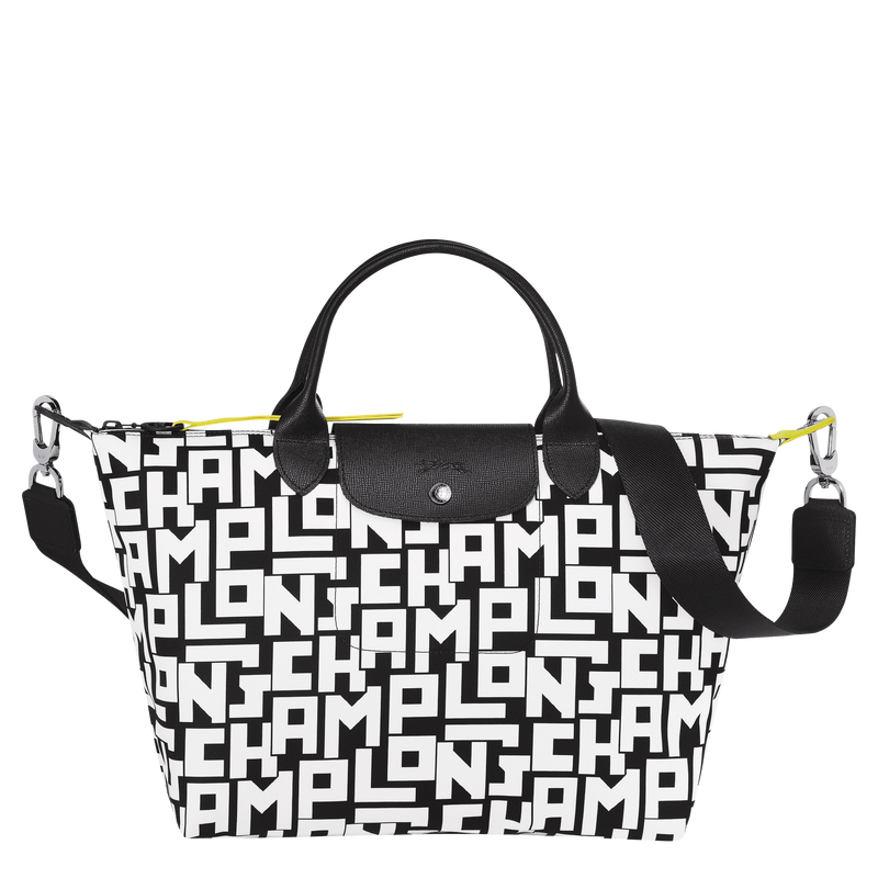 Le Pliage LGP L Handbag , Black/White - Canvas  - View 1 of  4
