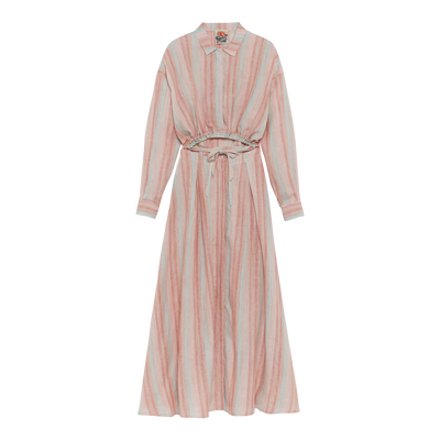 Long dress , Rainbow - Jacquard striped linen