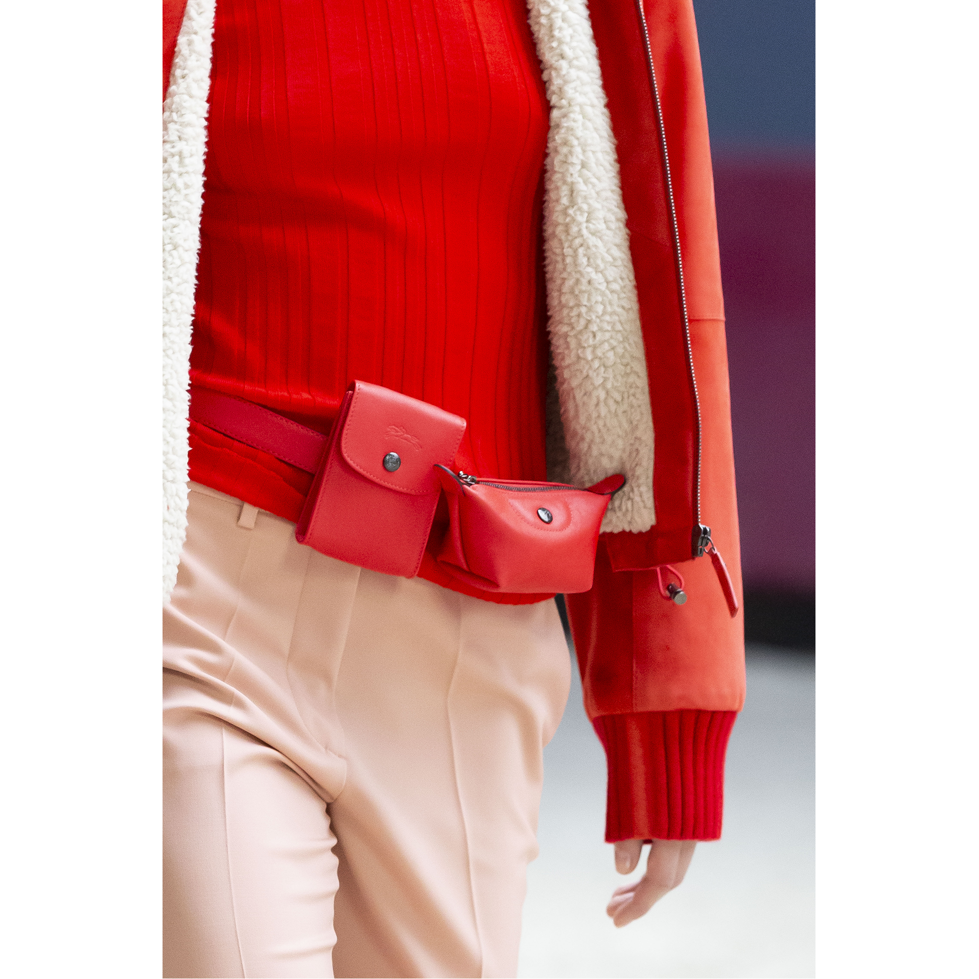 longchamp le pliage cuir red