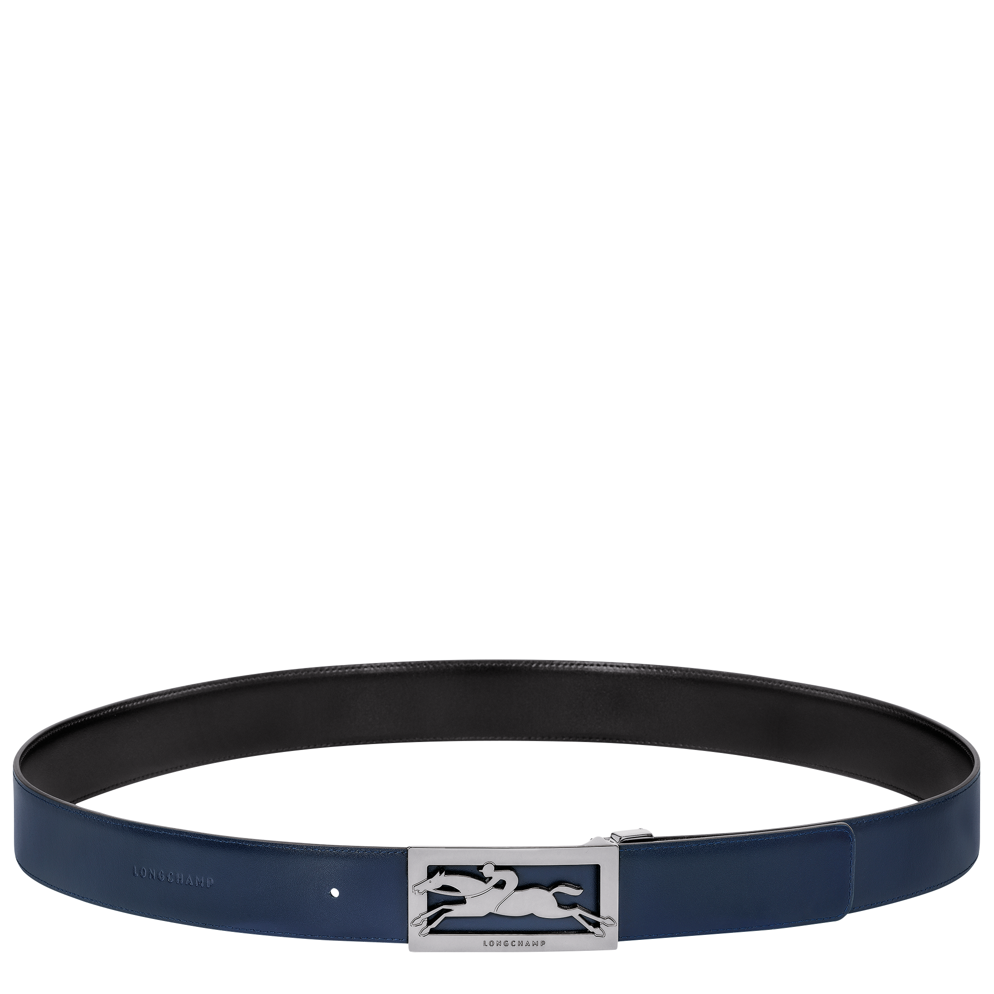 Delta Box Men's belt Black/Navy Leather Longchamp US