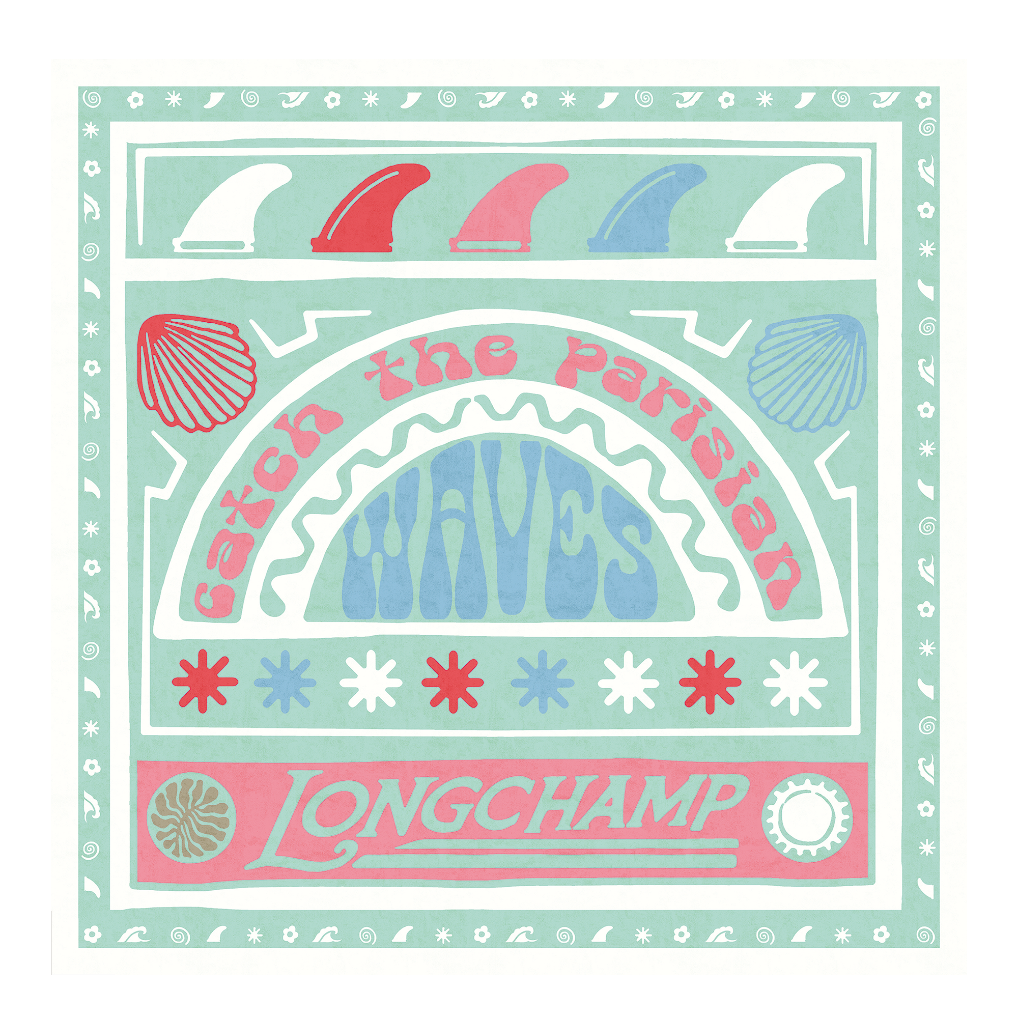 Catch The Parisian Wave Foulard di seta 50,  Arcobaleno