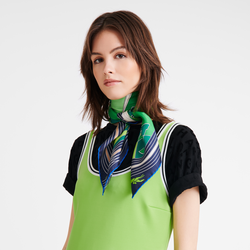 Longchamp League 絲質圍巾 90 , 綠色 - 其他