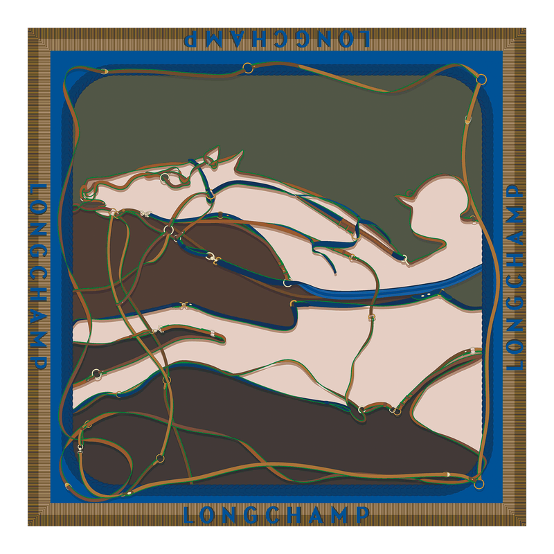 Carré de soie 90x90 A toute Allure , Autre - Kaki  - Vue 1 de 2