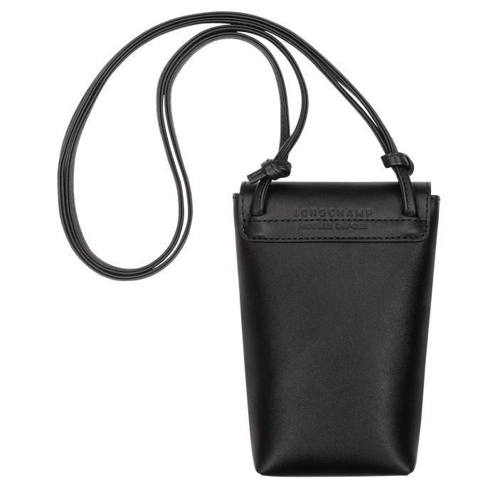 Le Pliage Xtra Funda de teléfono con cordón de piel, Negro