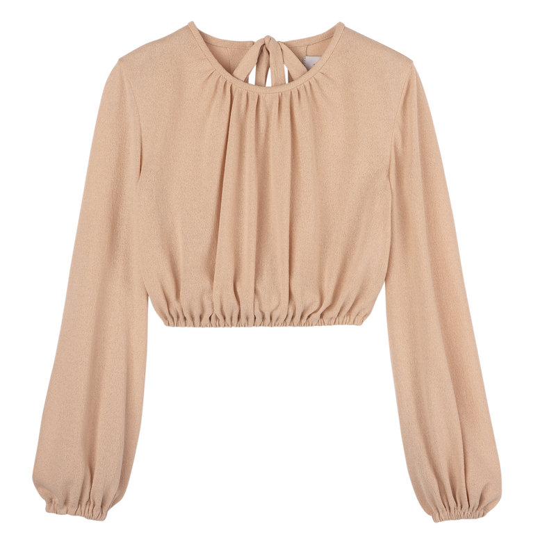 Top , Jersey cr&ecirc;pe - Cr&egrave;me  - Vue 1 de 4