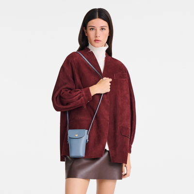 Etui t&eacute;l&eacute;phone avec cordon &Eacute;pure , Cuir - Ardoise