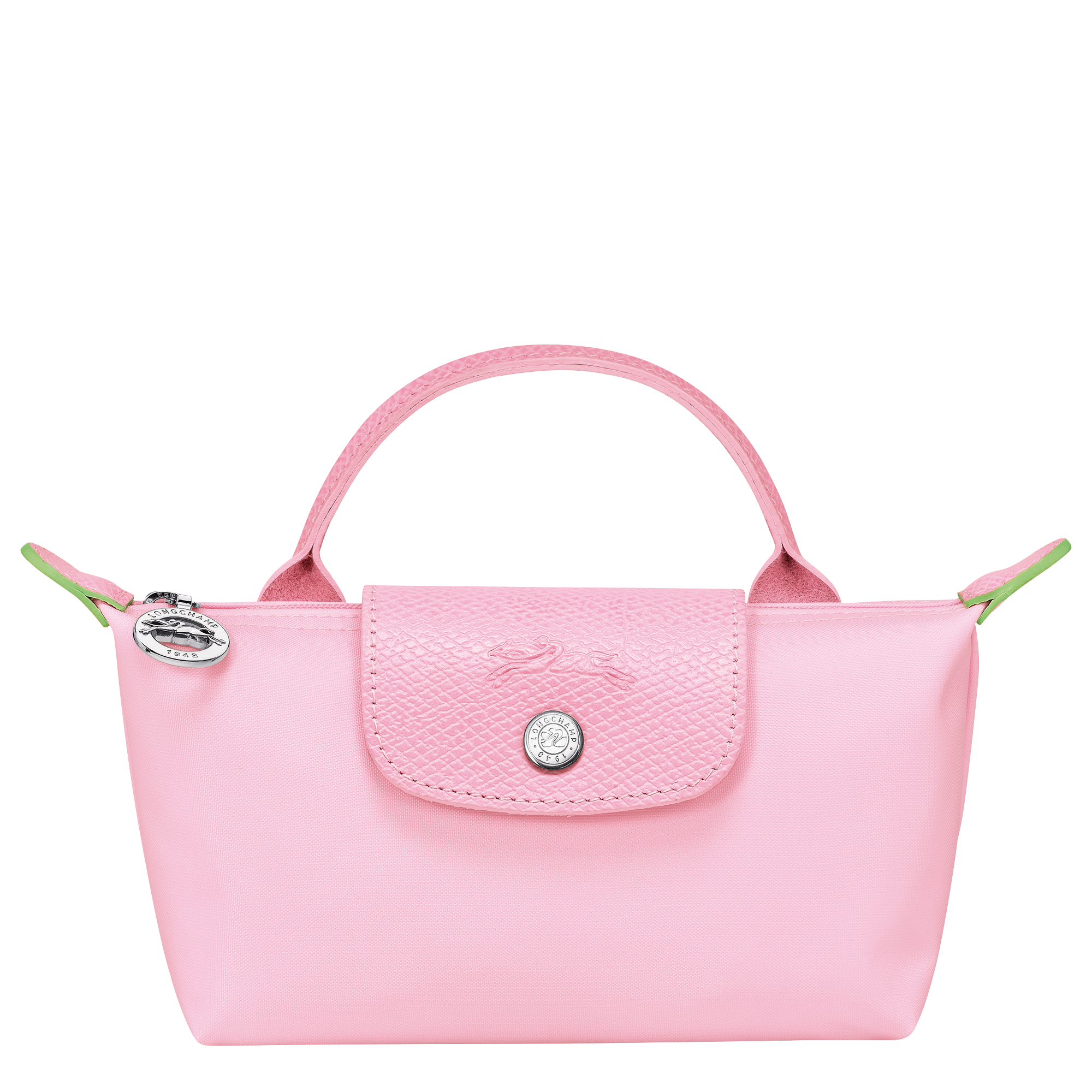 Le Pliage Green Pouch with handle Pink - Recycled canvas