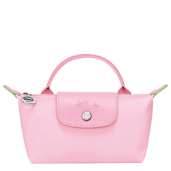 Le Pliage Green Pouch with handle , Pink - Recycled canvas