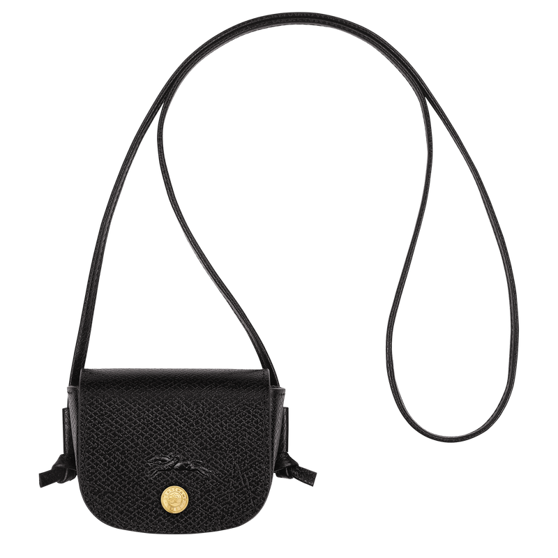 Épure Coin purse with leather lace , Black - Leather  - View 1 of 4