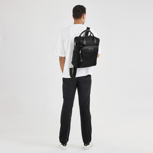 Rucksack M Le Pliage Energy , Recyceltes Canvas - Schwarz - Ansicht 2 von 4